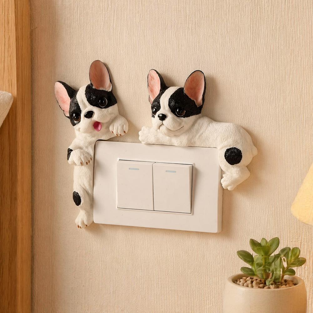 3D Printing Objects - Cache-interrupteur 3D en résine Bouledogue Français,
